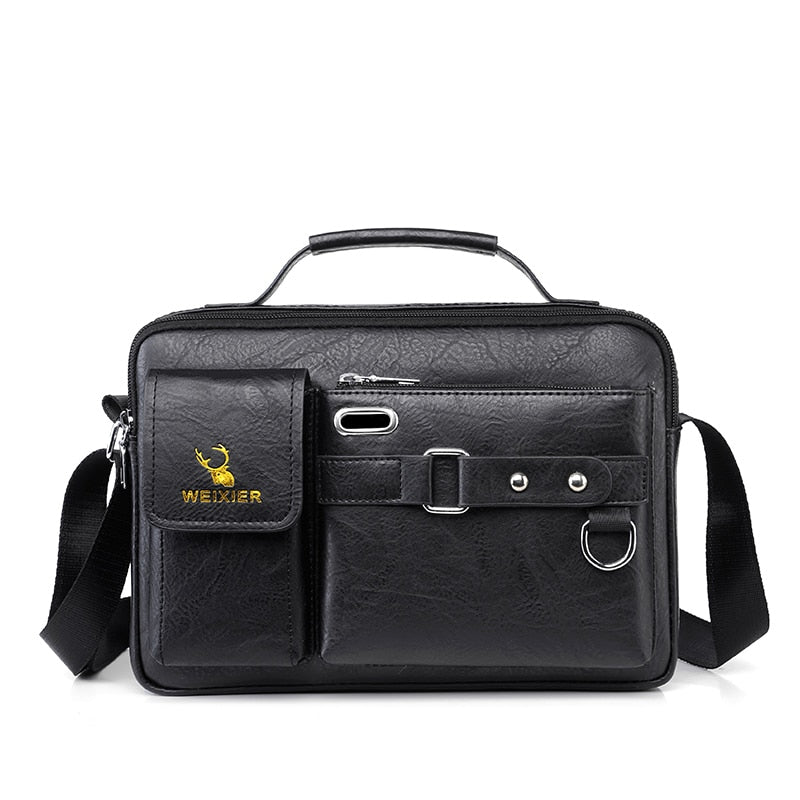 WEIXIER Bolso de hombro de moda para hombre, portátil de cuero PU, maletín de negocios, bolso de viaje cruzado para hombres de calidad, marca de bolsos para hombres 🎒👜💼