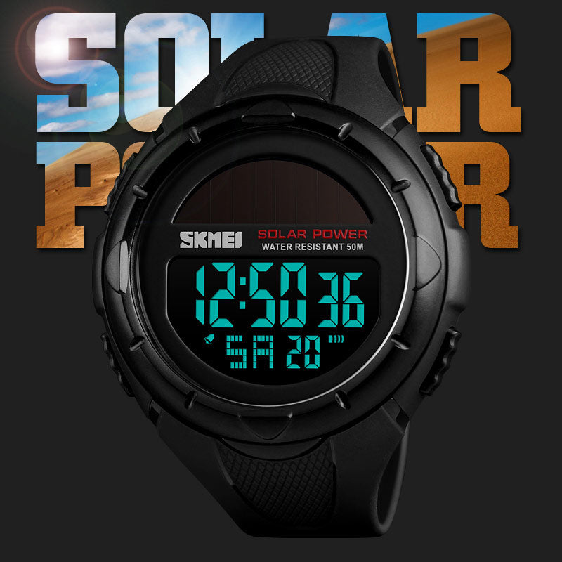 SKMEI Reloj SKMEI para hombres con luz luminosa, deportivo y digital. Funciona con energía solar, respetuoso con el medio ambiente, con alarma. Ideal para hombres, un reloj masculino y versátil. ⌚🌞🚀🔔🏃‍♂️