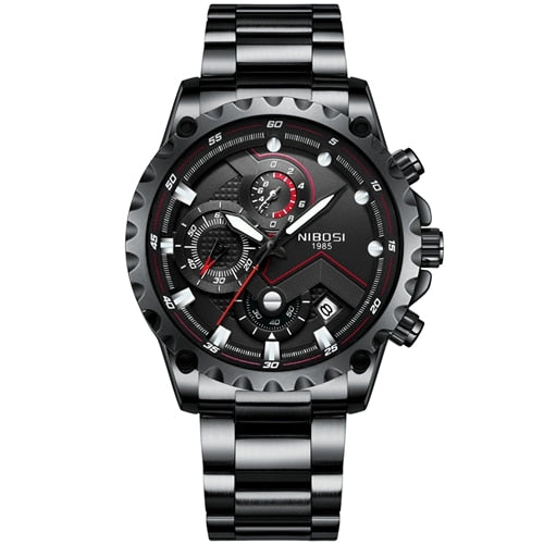 NIBOSI: reloj deportivo de esfera grande, cronógrafo militar de cuarzo con moda innovadora.