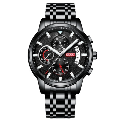 Nibosi-reloj Deportivo De Cuarzo Para Hombre Crongrafo Militar De Acero