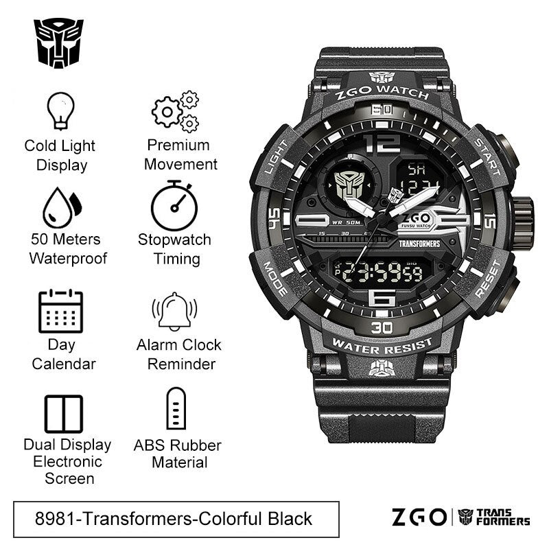 Transformers COLECCION Reloj Electrónico Deportivo Transformers Joint Watch, Impermeable, Reloj Mecánico Optimus Prime Hornet. Ideal para Niños, Chicos y Hombres como Regalo