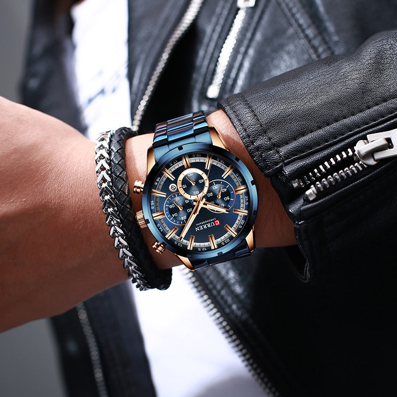 ⌚️ CURREN – Reloj CURREN para hombre, deportivo y elegante 💪💼. Movimiento de cuarzo, correa de acero inoxidable. Resistente al agua 💦 y con cronógrafo ⏱️. ¡Un complemento masculino imprescindible! 👔👨‍💼