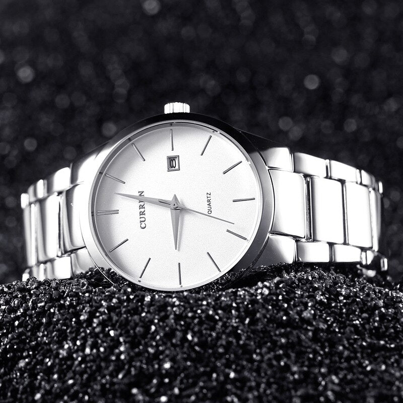 CURREN ⌚️💼  Reloj de lujo para hombre con correa de acero delgada y resistente al agua. 💼⌚️
