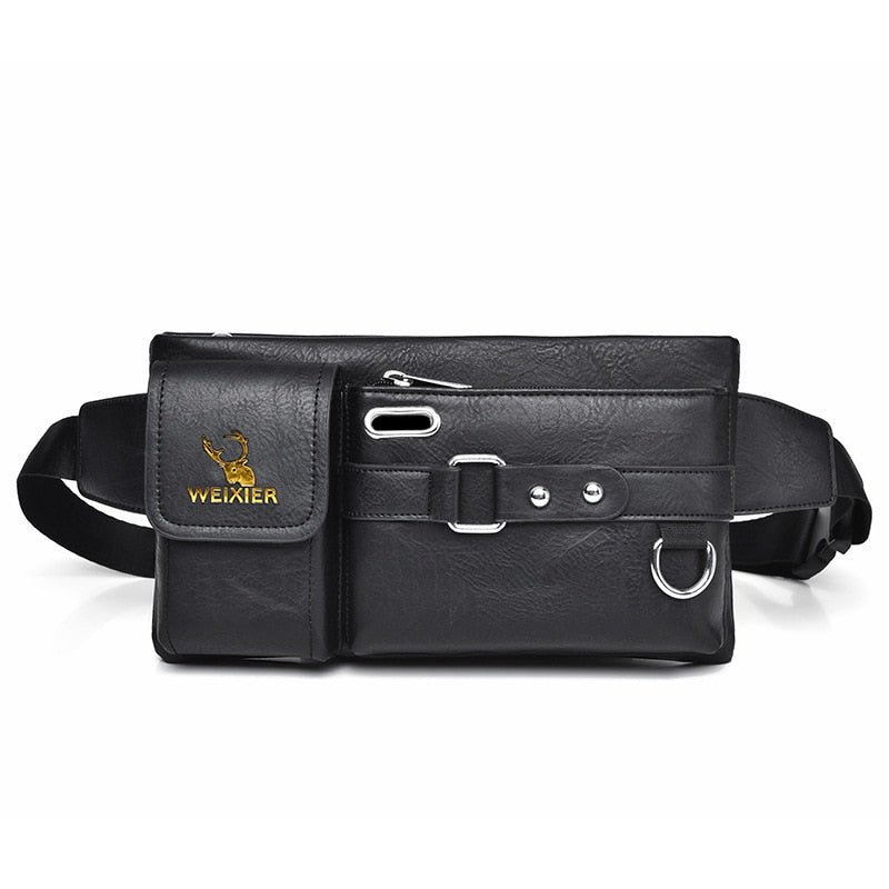 WEIXIER Bolsa de cintura para hombre, de cuero PU, nuevo bolso masculino para el hombro y pecho, ideal para teléfono y viajes, bolsa de cinturón para hombre 🎒📱✈️