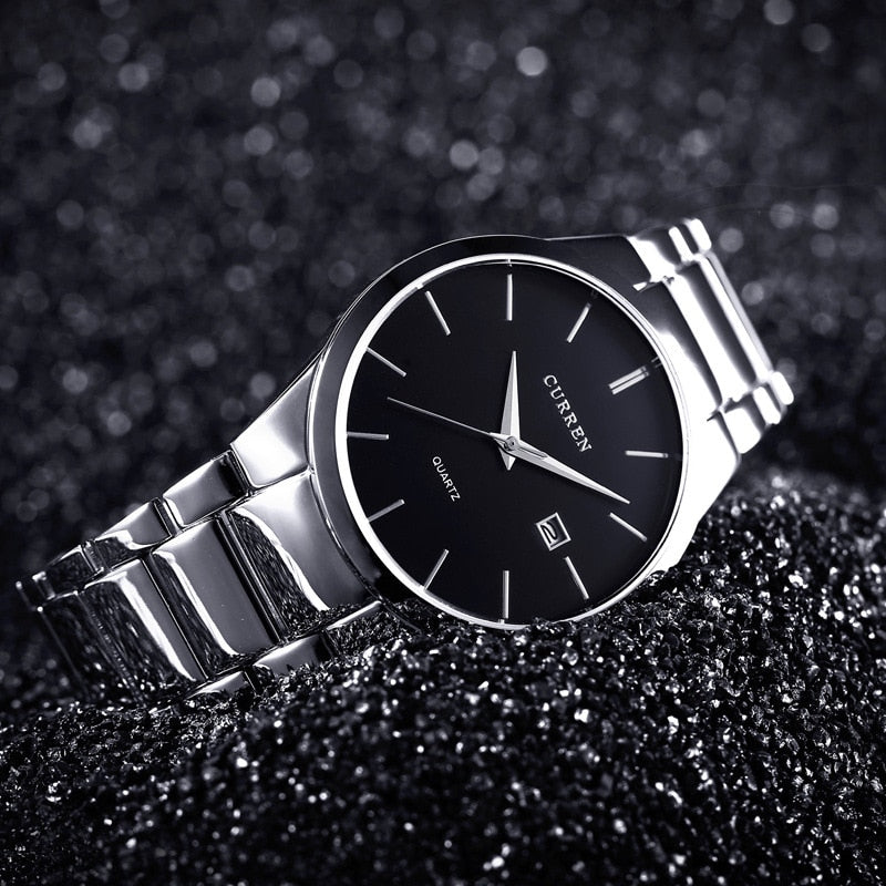 CURREN ⌚️💼  Reloj de lujo para hombre con correa de acero delgada y resistente al agua. 💼⌚️