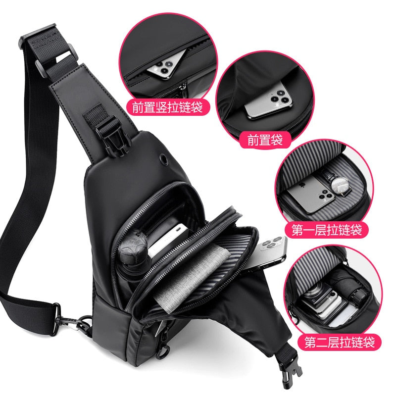 Weixier - Bolso de pecho multifuncional para hombre, bandolera de tela Oxford impermeable para deportes al aire libre, 2021 ⛺🎒