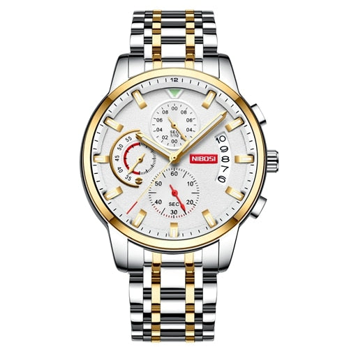 Nibosi-reloj Deportivo De Cuarzo Para Hombre Crongrafo Militar De Acero