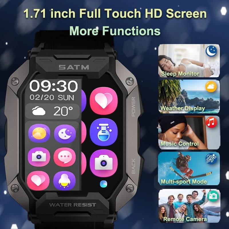 2022 nuevo relojes inteligentes completamente táctil para Android Xiaomi iOS presión arterial oxígeno Fitness reloj 5 Atm smarwatch resistente al agua hombres militar