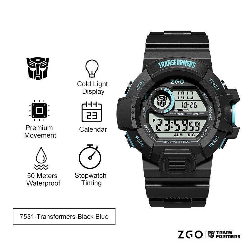 Transformers COLECCION Reloj Electrónico Deportivo Transformers Joint Watch, Impermeable, Reloj Mecánico Optimus Prime Hornet. Ideal para Niños, Chicos y Hombres como Regalo