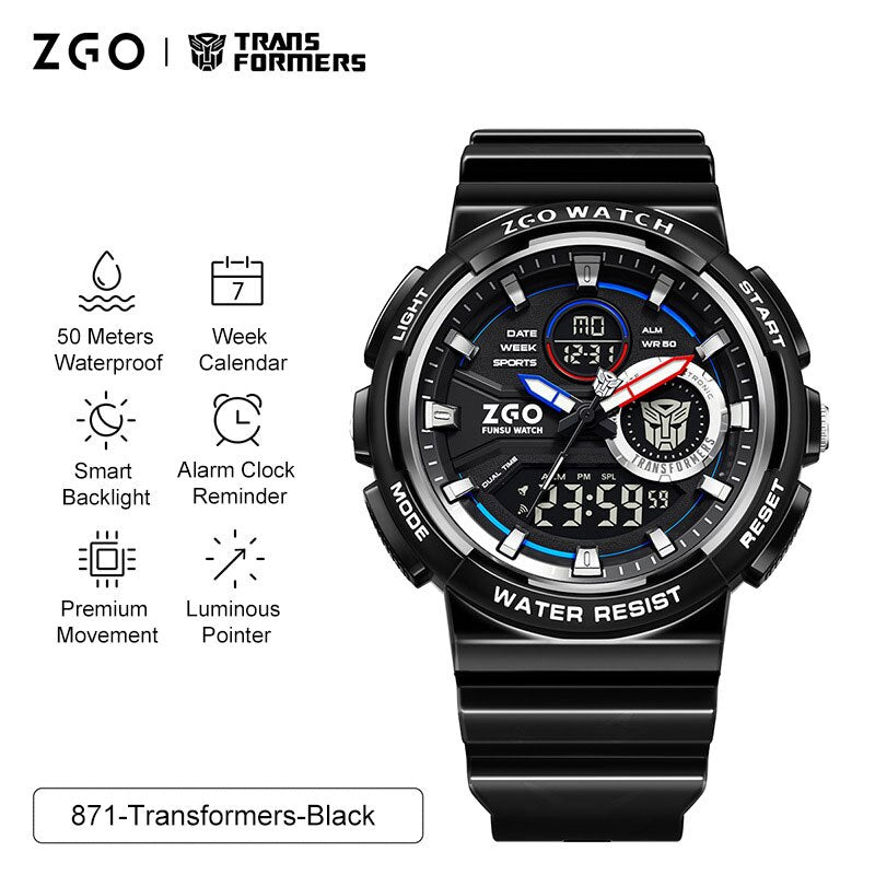Transformers COLECCION Reloj Electrónico Deportivo Transformers Joint Watch, Impermeable, Reloj Mecánico Optimus Prime Hornet. Ideal para Niños, Chicos y Hombres como Regalo