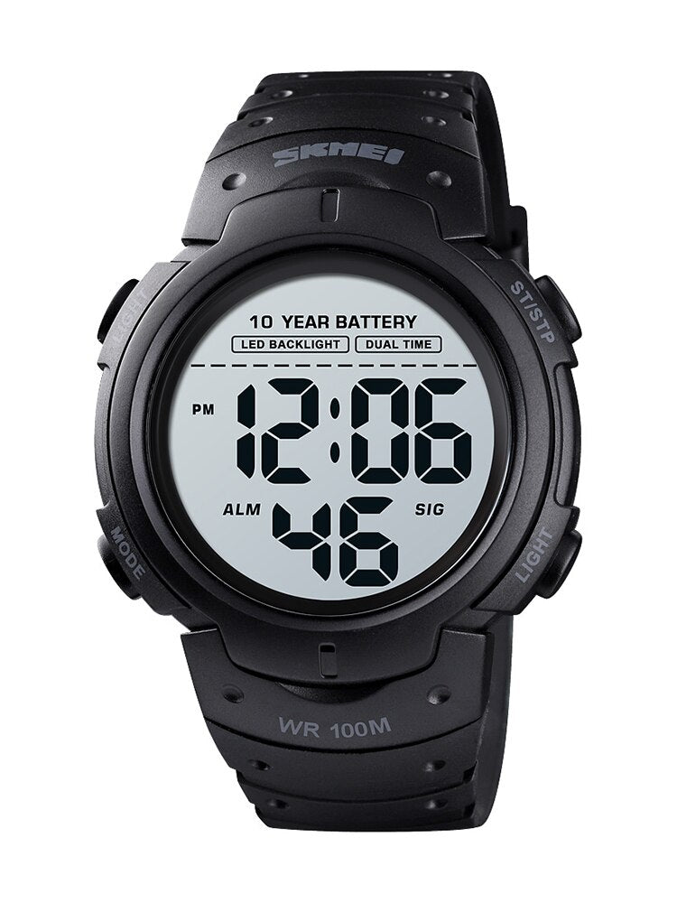 SKMEI Reloj deportivo digital Skmei con pantalla LED y cronógrafo, resistente al agua hasta 10 bares. Reloj de pulsera resistente al agua, con batería de larga duración de 10 años, alarma y calendario. 🕑⌚️💧