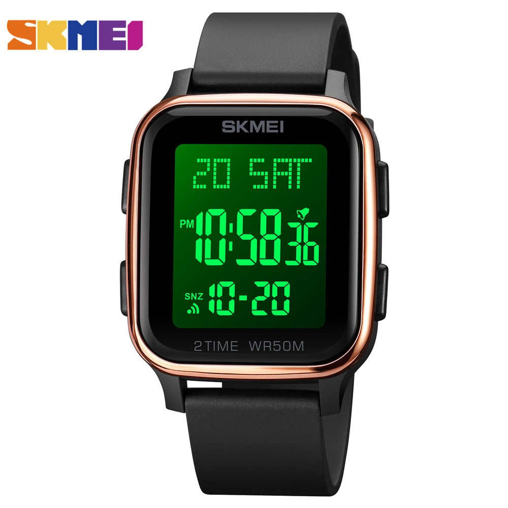 SKMEI 1858: Reloj Digital LED de Moda para Hombre, Resistente al Agua 5Bar, con Calendario y Cuenta Regresiva.