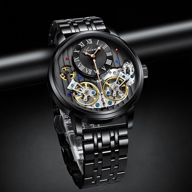 AILANG de calidad AAA con Doble Tourbillon! 💎 Este impresionante reloj suizo de alta gama te ofrece una experiencia única en precisión y estilo. Este reloj es la combinación perfecta de artesanía y lujo. ¡Lleva tu estilo al siguiente nivel con AILANG! 💼🎩