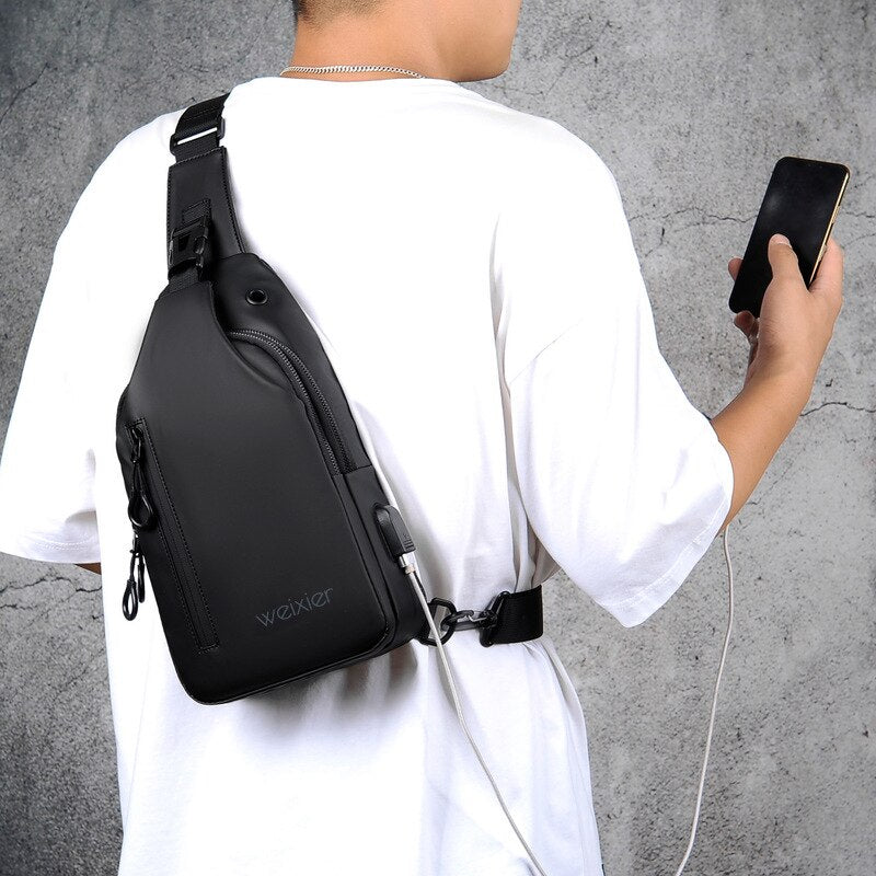 Weixier - Bolso de pecho multifuncional para hombre, bandolera de tela Oxford impermeable para deportes al aire libre, 2021 ⛺🎒