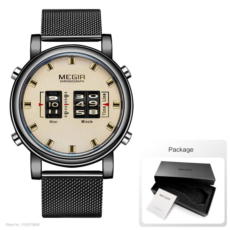 MEGIR reloj analgico de acero inoxidable para hombre