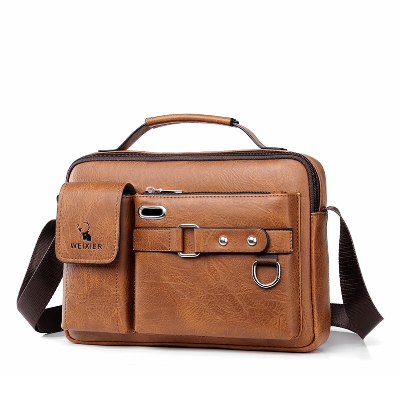 WEIXIER Bolso de hombro de moda para hombre, portátil de cuero PU, maletín de negocios, bolso de viaje cruzado para hombres de calidad, marca de bolsos para hombres 🎒👜💼