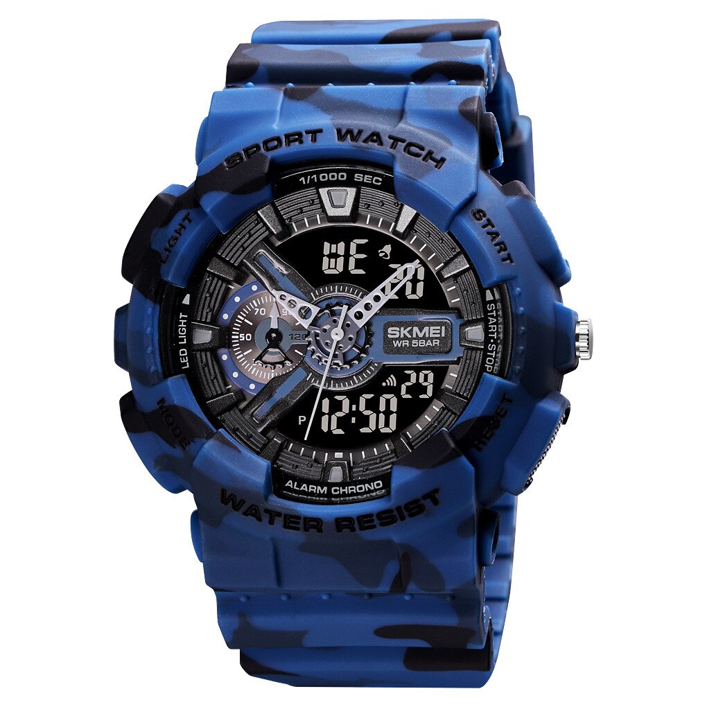 SKMEI ¡El "Reloj Digital Juvenil SKMEI" para hombres! Resistente a golpes y agua, con dos pantallas, cronómetro, alarma y estilo elegante. ¡Un reloj genial y a la moda para los hombres activos! ⌚💦🔥