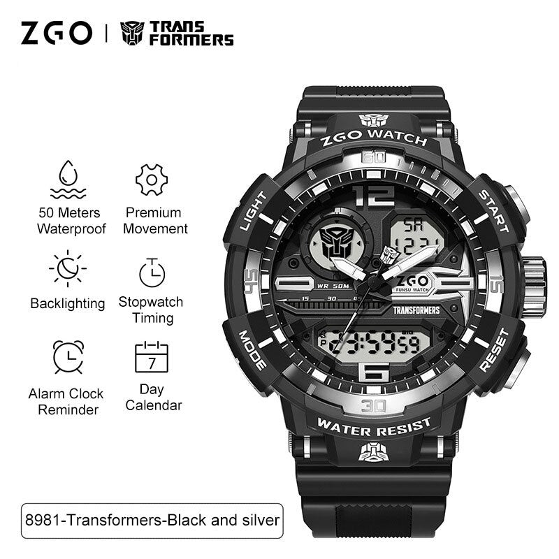 Transformers COLECCION Reloj Electrónico Deportivo Transformers Joint Watch, Impermeable, Reloj Mecánico Optimus Prime Hornet. Ideal para Niños, Chicos y Hombres como Regalo