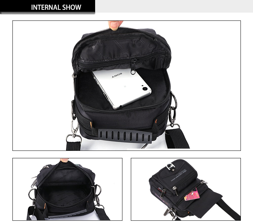 Bandolera táctica de nailon para hombre, bolso de viaje multifunción, resistente al agua, para teléfono, militar, con bolsillos cruzados