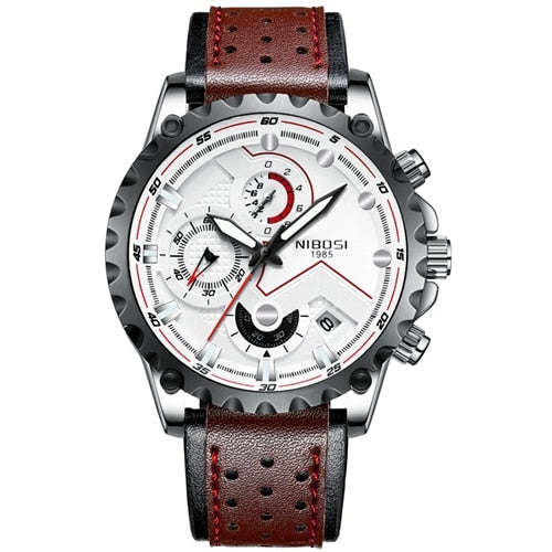 NIBOSI: reloj deportivo de esfera grande, cronógrafo militar de cuarzo con moda innovadora.