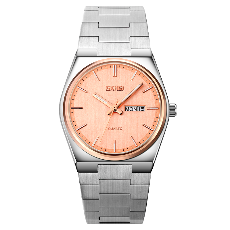 SKMEI Reloj deportivo para hombres SKMEI, estilo casual con movimiento de cuarzo, diseño de acero completo, muestra la hora, semana y fecha. Resistente al agua y adecuado para negocios y actividades deportivas. 👨‍💼⌚️💦