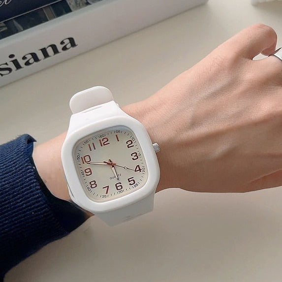Square Quartz Watches for Men and Women Ins Style Simple Waterproof Sports Watch Leisure Fashion Student Couple Watch Wholesale