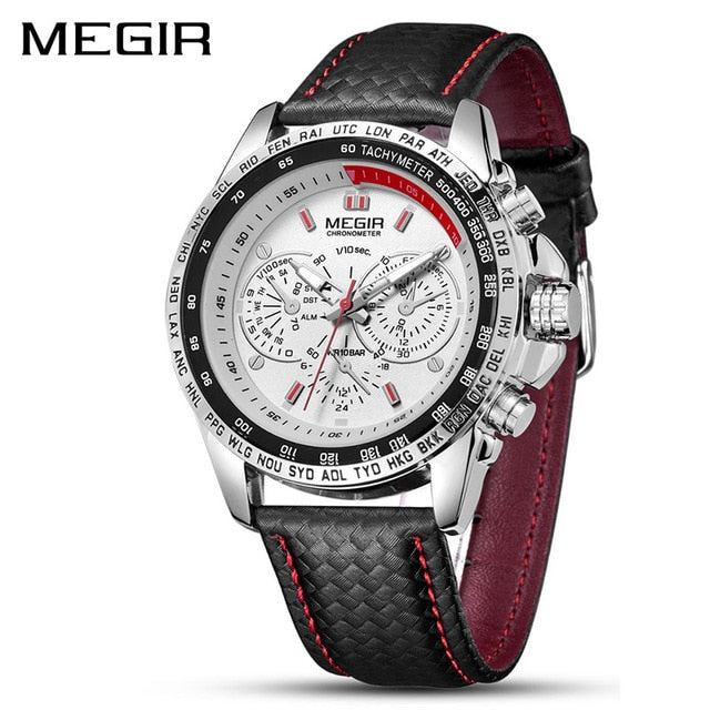 MEGIR-reloj analógico de cuarzo para hombre, accesorio de pulsera resistente al agua con calendario, complemento Masculino de marca de lujo con esfera luminosa, CON CAJA