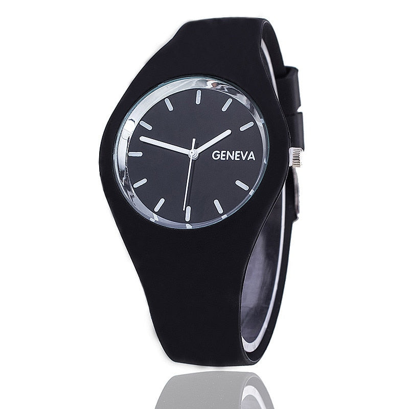 GENEVA Reloj ultrafino con correa de silicona para hombre y mujer, cronógrafo de pulsera de gelatina, Color crema, regalo de moda