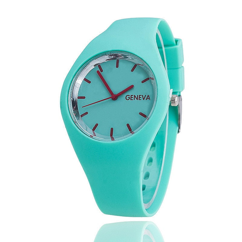 GENEVA Reloj ultrafino con correa de silicona para hombre y mujer, cronógrafo de pulsera de gelatina, Color crema, regalo de moda