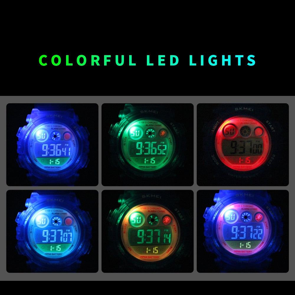 SKMEI Reloj deportivo para niños de la marca SKMEI, resistente al agua y con pantalla LED digital. Un lujoso reloj electrónico para niños y niñas, ideal como regalo. ⌚💦🎁
