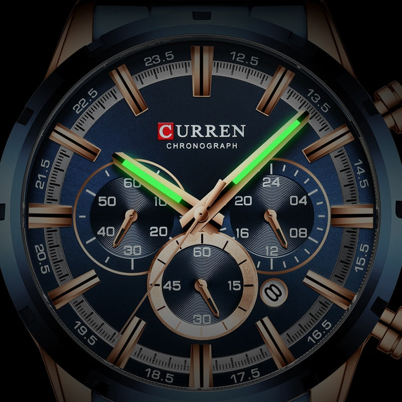 ⌚️ CURREN – Reloj CURREN para hombre, deportivo y elegante 💪💼. Movimiento de cuarzo, correa de acero inoxidable. Resistente al agua 💦 y con cronógrafo ⏱️. ¡Un complemento masculino imprescindible! 👔👨‍💼
