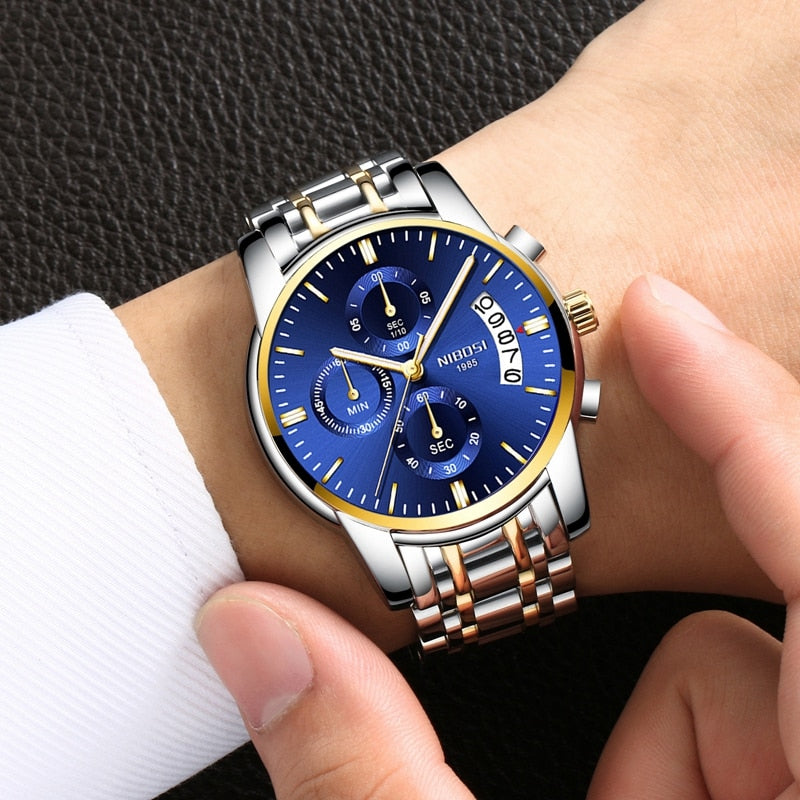 ⌚️💪 NIBOSI-reloj deportivo de cuarzo para hombre, cronógrafo de pulsera, resistente al agua, estilo militar, de lujo. 💧🏆 ¡Este reloj tiene todo lo que necesitas para destacar en cualquier ocasión! 💼🔥