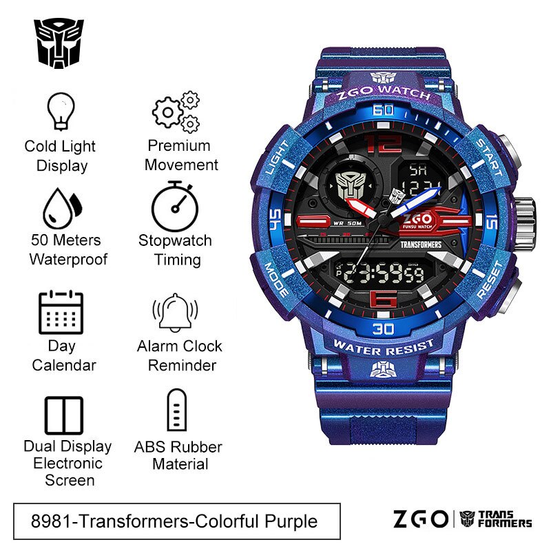 Transformers COLECCION Reloj Electrónico Deportivo Transformers Joint Watch, Impermeable, Reloj Mecánico Optimus Prime Hornet. Ideal para Niños, Chicos y Hombres como Regalo