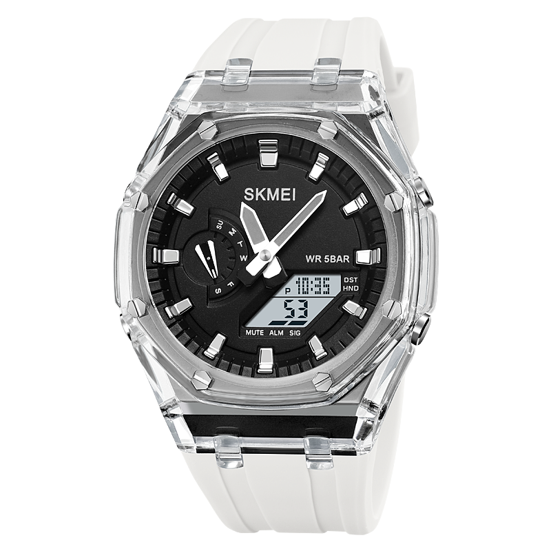 SKMEI Con cuenta regresiva, cronómetro, luz LED y movimiento electrónico. Un reloj de pulsera con 5 alarmas y dos zonas horarias digitales. ⌚🔥