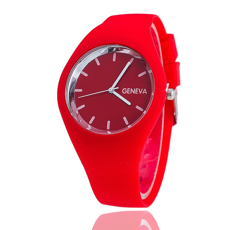 GENEVA Reloj ultrafino con correa de silicona para hombre y mujer, cronógrafo de pulsera de gelatina, Color crema, regalo de moda