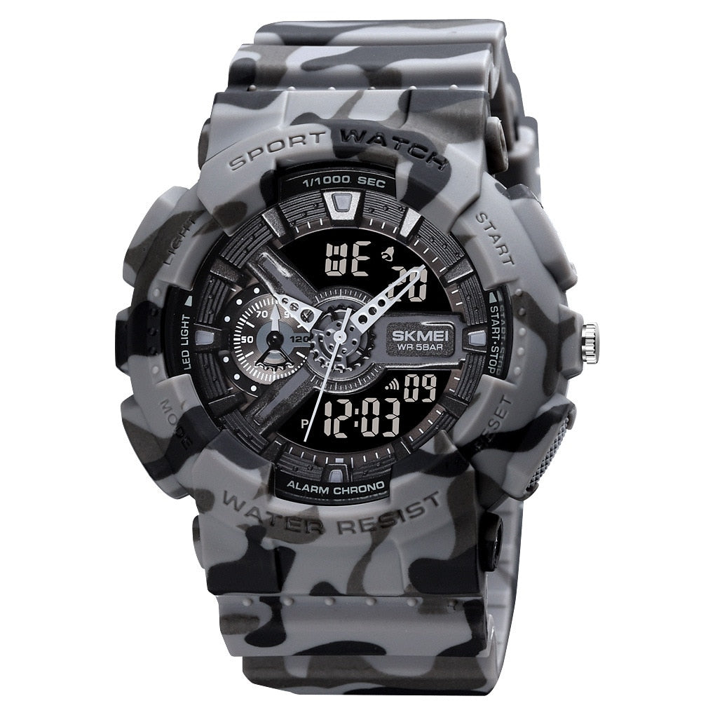 SKMEI ¡El "Reloj Digital Juvenil SKMEI" para hombres! Resistente a golpes y agua, con dos pantallas, cronómetro, alarma y estilo elegante. ¡Un reloj genial y a la moda para los hombres activos! ⌚💦🔥