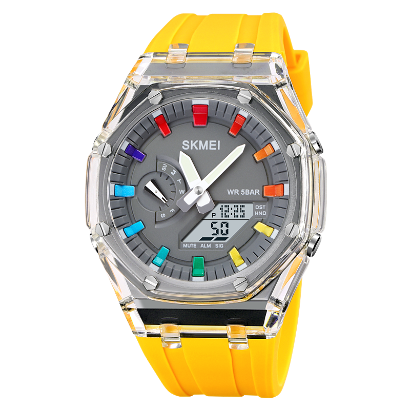 SKMEI Con cuenta regresiva, cronómetro, luz LED y movimiento electrónico. Un reloj de pulsera con 5 alarmas y dos zonas horarias digitales. ⌚🔥