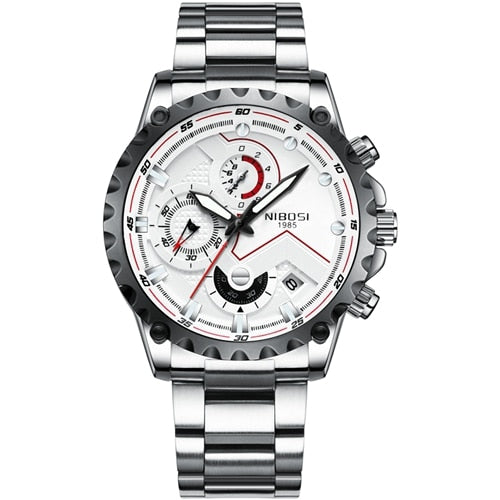 NIBOSI: reloj deportivo de esfera grande, cronógrafo militar de cuarzo con moda innovadora.
