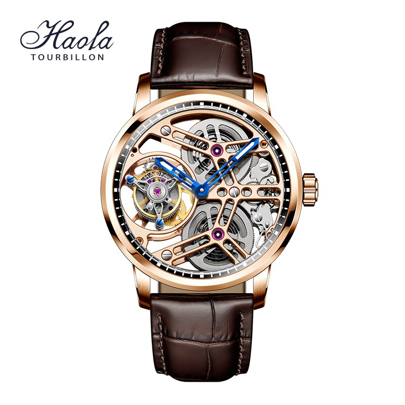 Haofa-reloj mecánico de Tourbillon para hombre, accesorio de pulsera con movimiento hueco, de lujo, con zafiro volador, de negocios, 1940
