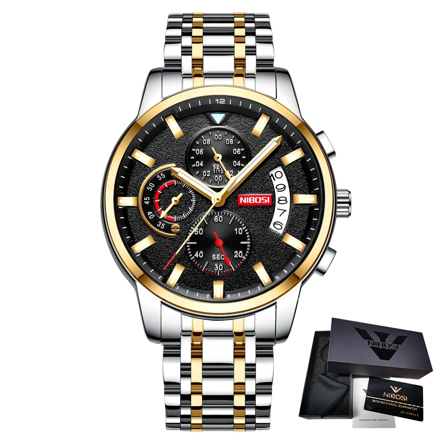 Nibosi-reloj Deportivo De Cuarzo Para Hombre Crongrafo Militar De Acero