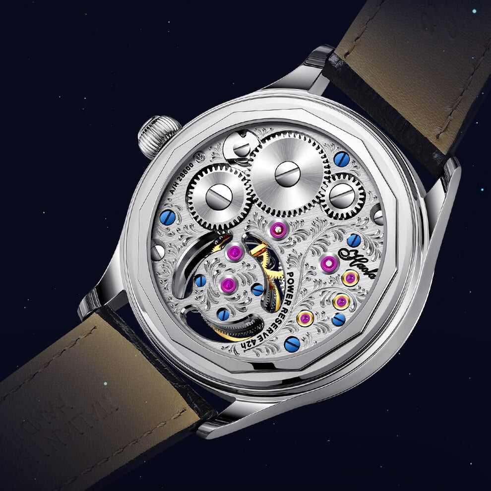 Haofa-reloj mecánico Tourbillon GMT para hombre, cronógrafo de zafiro, Manual, resistente al agua, día y noche