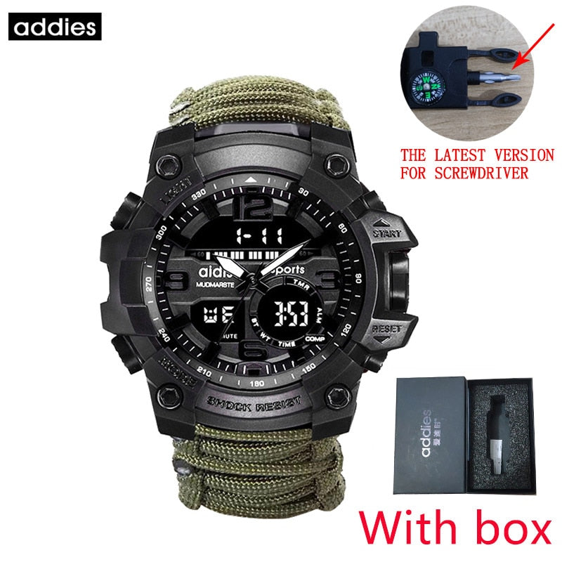 Addies-reloj militar de cuarzo para hombre, cronógrafo Digital con brújula, multifuncional, resistente al agua, LED, para exteriores