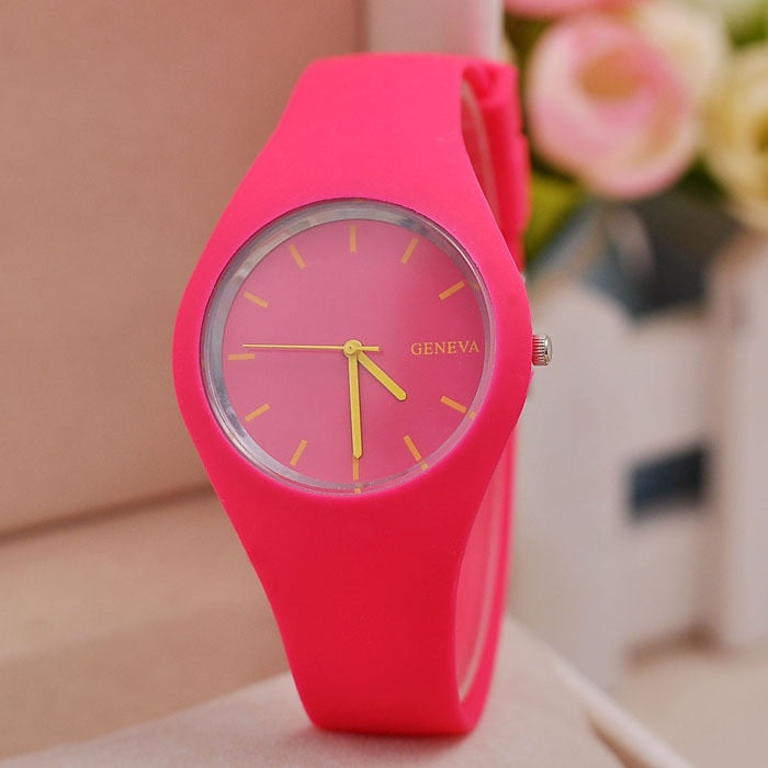 GENEVA Reloj ultrafino con correa de silicona para hombre y mujer, cronógrafo de pulsera de gelatina, Color crema, regalo de moda