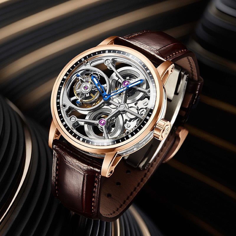 Haofa-Reloj Mecánico Tourbillon para hombre, pulsera Manual de zafiro, de lujo, informal, de negocios, 1945