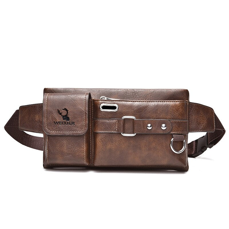 WEIXIER Bolsa de cintura para hombre, de cuero PU, nuevo bolso masculino para el hombro y pecho, ideal para teléfono y viajes, bolsa de cinturón para hombre 🎒📱✈️