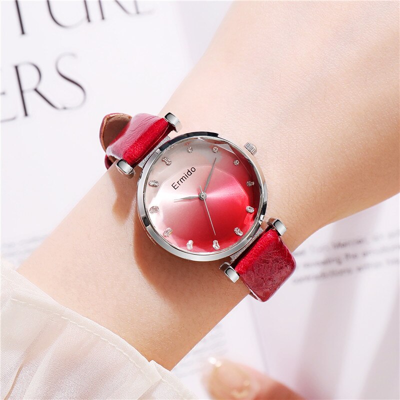 Reloj cuarzo con correa de cuero, tendencia de pulsera informal para mujer, regalo ideal.