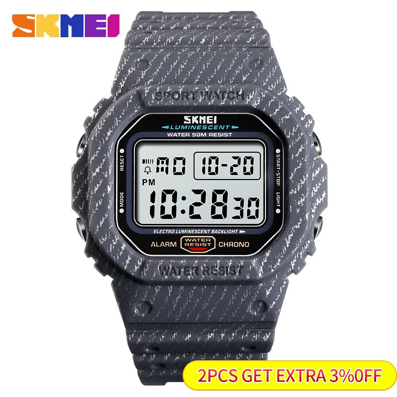 SKMEI Reloj digital resistente al agua 5Bar con alarma, diseño estilo cowboy militar. ¡Un reloj de moda para hombres! ⌚🏕️🤠