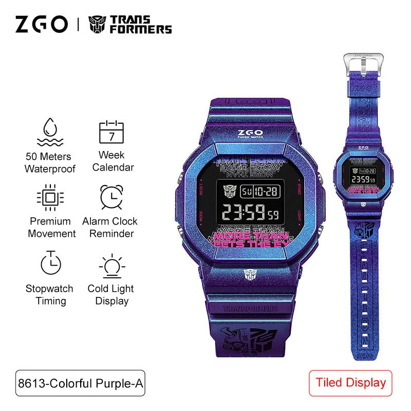 Transformers COLECCION Reloj Electrónico Deportivo Transformers Joint Watch, Impermeable, Reloj Mecánico Optimus Prime Hornet. Ideal para Niños, Chicos y Hombres como Regalo