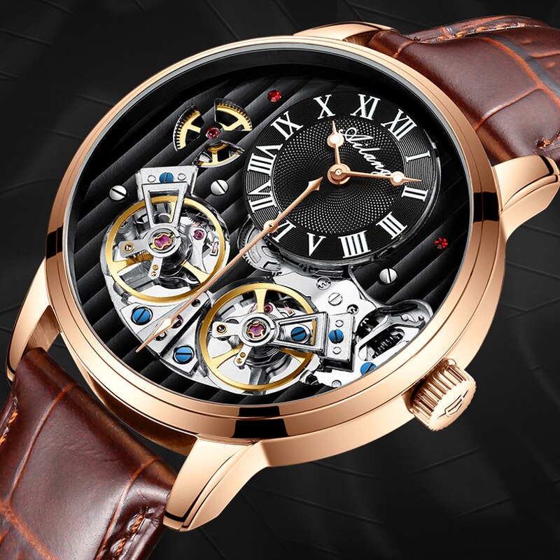 AILANG de calidad AAA con Doble Tourbillon! 💎 Este impresionante reloj suizo de alta gama te ofrece una experiencia única en precisión y estilo. Este reloj es la combinación perfecta de artesanía y lujo. ¡Lleva tu estilo al siguiente nivel con AILANG! 💼🎩