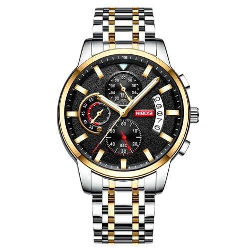Nibosi-reloj Deportivo De Cuarzo Para Hombre Crongrafo Militar De Acero